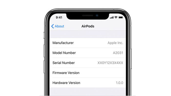 Kiểm tra số serial của AirPods