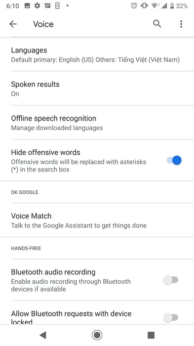 OK Google không hoạt động được