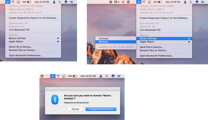 Ngắt kết nối AirPods