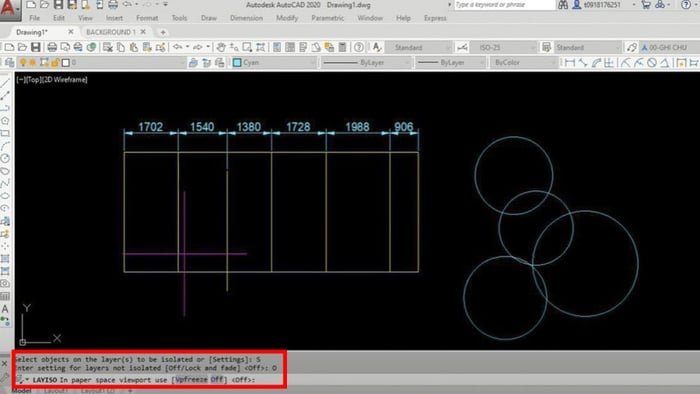 Autocad bị lỗi không ẩn được đối tượng với Layiso bước 3