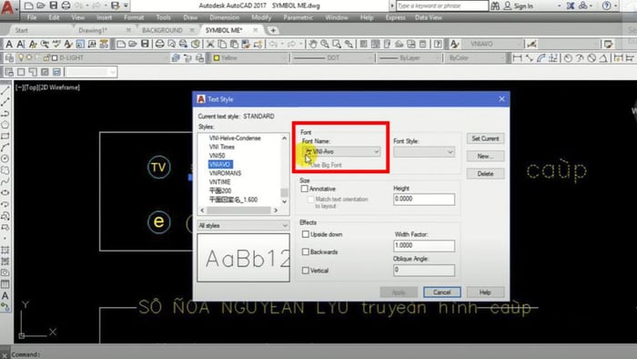 Cách khắc phục lỗi font chữ trong Autocad - Bước 1