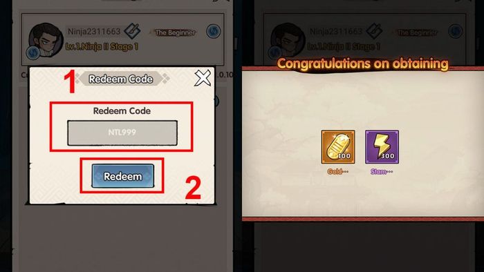 Hướng dẫn cách nhập mã Code Ninja Tiến Lên bước 3