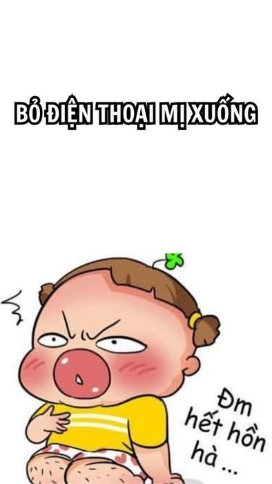 Hình nền chế bỏ điện thoại tao xuống của Quỳnh Aka.