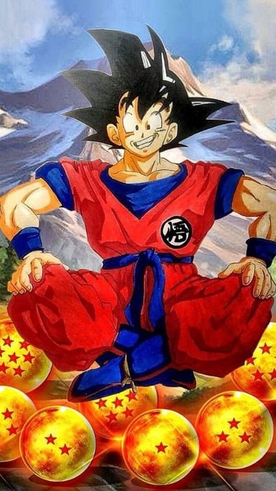 Hình nền Goku với các viên ngọc rồng đặc biệt của mình.