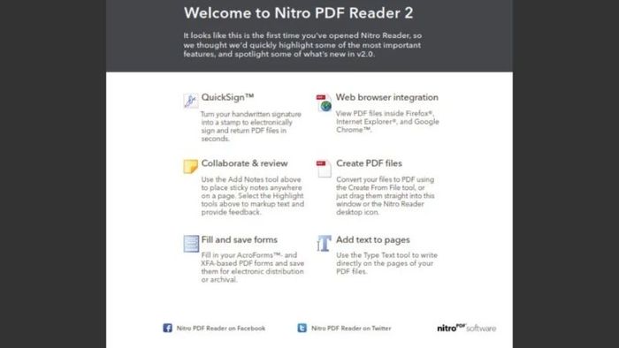 <span style='font-weight: 400;'>Nitro PDF Reader không chỉ là một trình đọc PDF nhẹ mà còn có nhiều tính năng đặc biệt phục vụ cho tài liệu PDF. Được đánh giá là sự thay thế hoàn hảo cho Adobe Acrobat, phần mềm này cho phép người dùng tiết kiệm không gian bộ nhớ trên máy tính.</span>