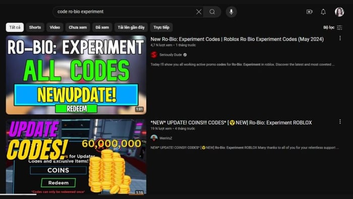 Mẹo nhận code Ro-Bio Experiment sớm nhất trên kênh Youtube