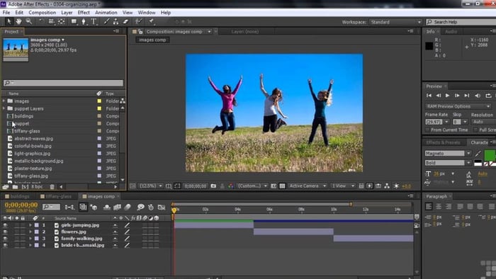 After Effects điều chỉnh màu sắc sinh động