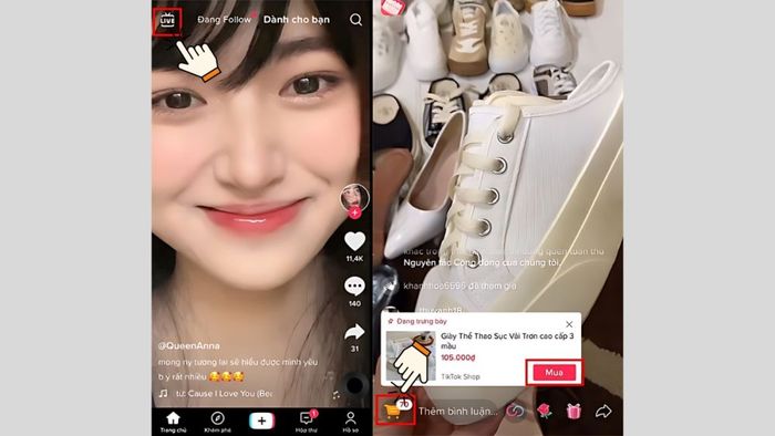 Hướng dẫn mua hàng TikTok Shop qua Live stream - Bước 1