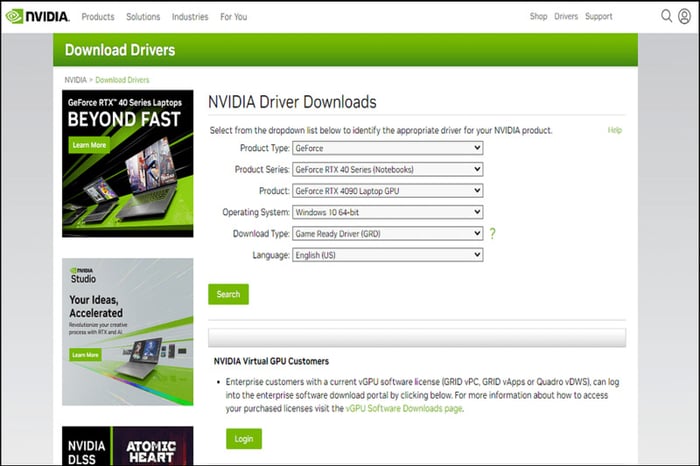 Sau khi tải về, bạn cần cài đặt và thực hiện NVIDIA Driver Update để hoàn tất quá trình. Bạn có thể làm điều này bằng cách chạy file driver vừa tải về và làm theo các hướng dẫn trên màn hình. Hoặc cũng có thể sử dụng ứng dụng GeForce Experience để cài đặt và cập nhật driver một cách nhanh chóng. Bạn chỉ cần chọn tab Drivers, nhấn nút Download và sau đó nhấn nút Express Installation.