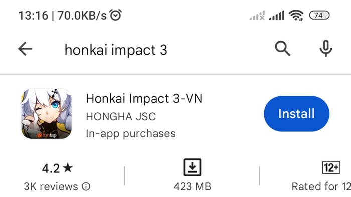 Bước 6: Gõ từ khóa “Honkai Impact 3” trên thanh tìm kiếm của cửa hàng và nhấn Enter