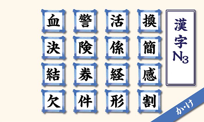 Learning Kanji N3 through on'yomi K readings