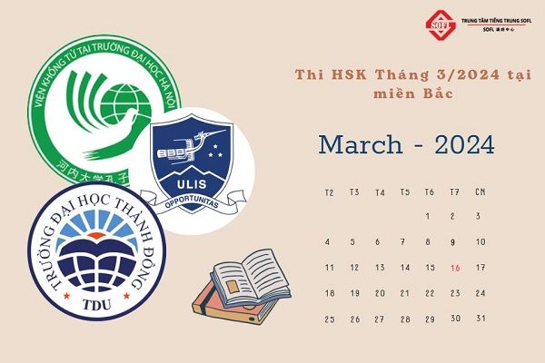 đợt thi HSK tháng 3 năm 2024 tại vùng Bắc