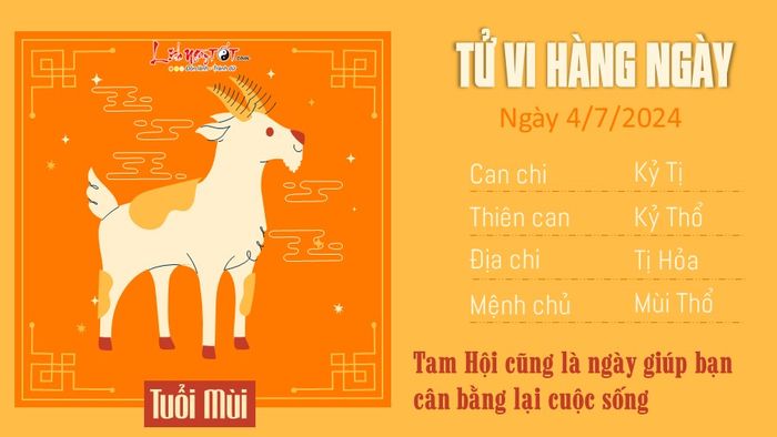 Dự báo tử vi hàng ngày ngày 4/7/2024 - tuổi Mùi