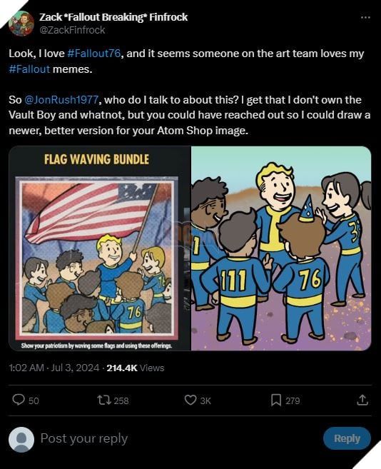 Fallout 76 bị buộc tội sử dụng fan art mà không xin phép và phản hồi điểm 10 từ Bethesda 2