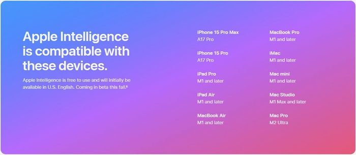 Apple Intelligence hỗ trợ rất nhiều thiết bị 