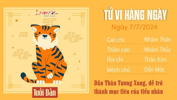 Tử vi hàng ngày 7/7/2024 - Tuổi Dần