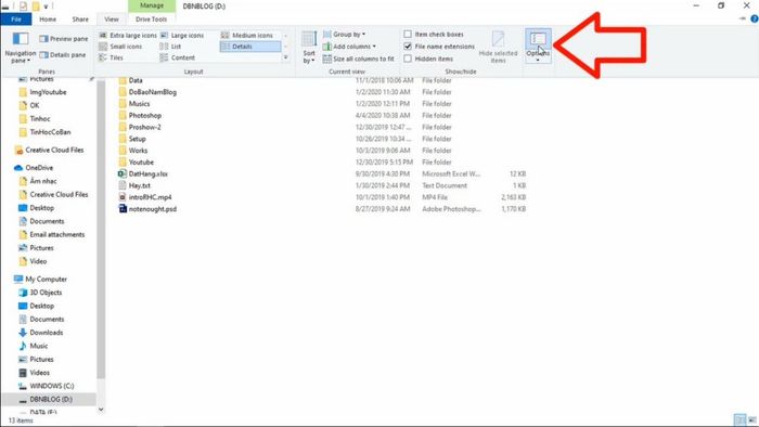 Cách hiện file ẩn trong Windows 10, bước 2