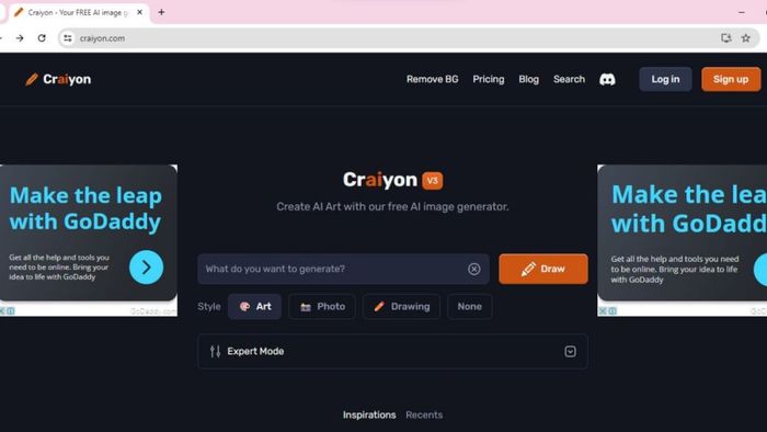 Cách đăng nhập vào phần mềm Craiyon AI - Bước 1