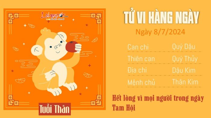 Tu vi hàng ngày ngày 8/7/2024 cho con giáp Thân