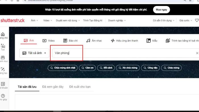 Hướng dẫn mua ảnh trả phí trên Shutterstock - Bước 1