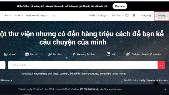 Hướng dẫn đăng ký tài khoản Shutterstock bước 2