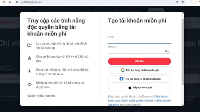 Hướng dẫn đăng ký tài khoản Shutterstock bước 3