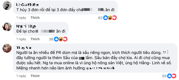Nhiều tài khoản 'xông' vào Facebook của Foodmap (Công ty TNHH Công nghệ và Thương mại UFO) - đơn vị phân phối sầu riêng cho buổi trực tiếp trên, thể hiện đã hủy đơn - Ảnh: CÔNG TRIỆU chụp màn hình