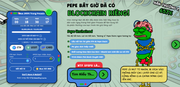 Presale của Pepe Unchained đã thu về hơn 2,8 triệu USD