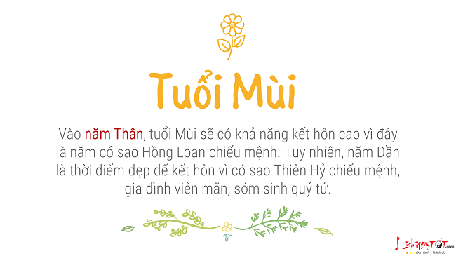 Lựa chọn năm cưới cho người tuổi Mùi