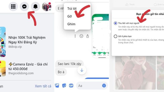 Cách thu hồi tất cả tin nhắn trên Messenger cả hai phía trên máy tính