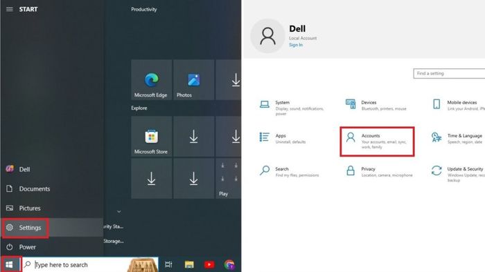 Hướng dẫn xóa tài khoản Microsoft trên Windows 10 cách 1 - Bước 1