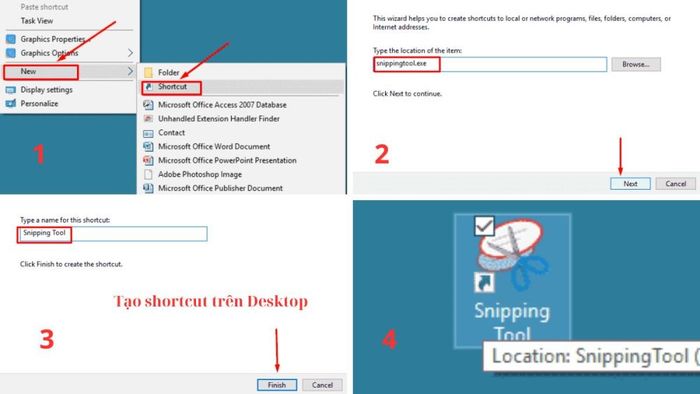 Cách tạo phím tắt Snipping Tool bằng cách 1