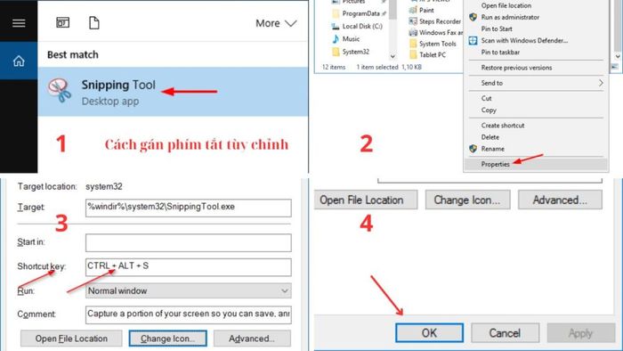 Cách thiết lập phím tắt Snipping Tool cách 2