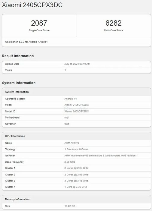 Xiaomi MIX Flip khoe khả năng trên Geekbench