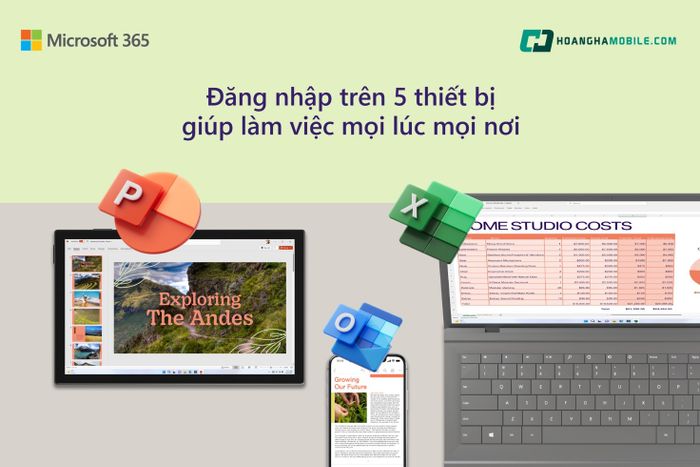 ĐĂNG NHẬP MICROSOFT 365 TRÊN 5 THIẾT BỊ GIÚP LÀM VIỆC MỌI LÚC MỌI NƠI 