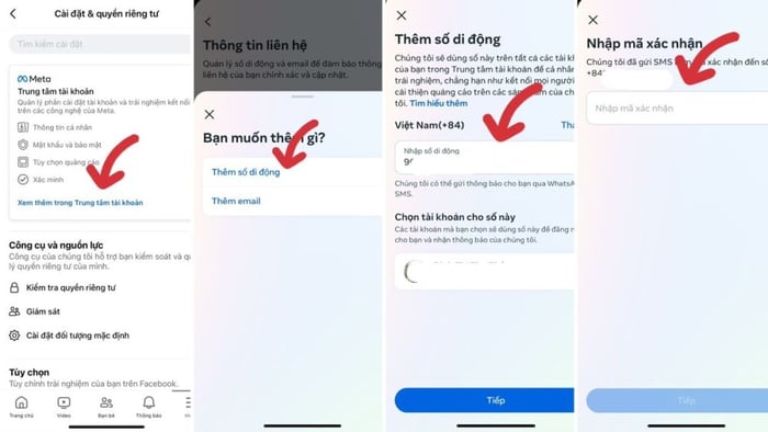 Hướng dẫn thay đổi số điện thoại trên Facebook qua IOS và Android, bước 2