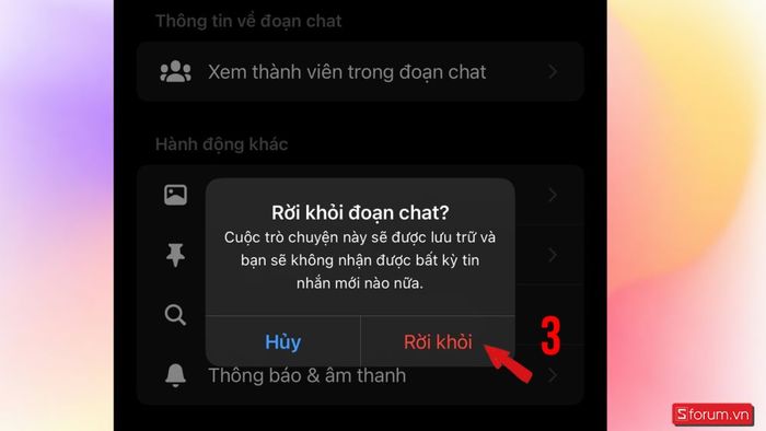 Cách giải quyết thoát khỏi nhóm trên Messenger bước 3