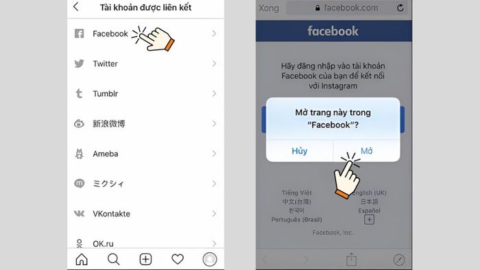 Hướng dẫn cách liên kết Instagram với Facebook trên điện thoại - Bước 4