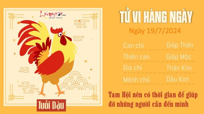 tu vi hang ngay 19/7/2024 - tuoi Dau