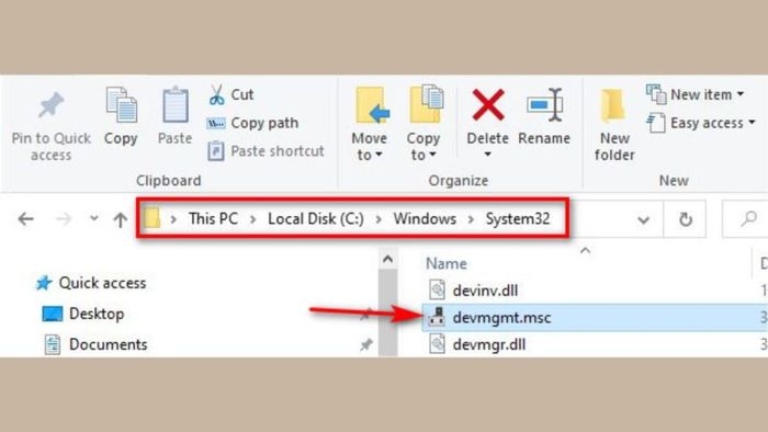 Mở Device Manager qua System32 bước 2