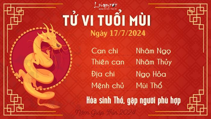 Tử vi hàng ngày 17/7/2024 - Mùi