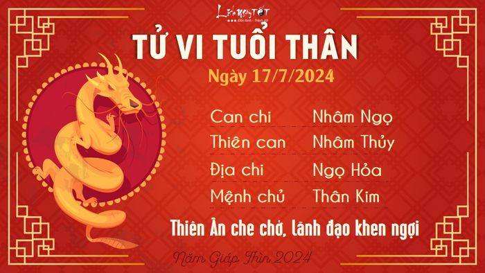 Tử vi hàng ngày 17/7/2024 - Thân