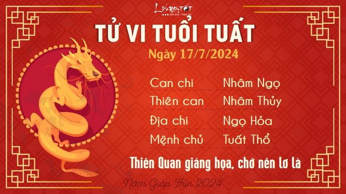 Tử vi hàng ngày 17/7/2024 - Tuất