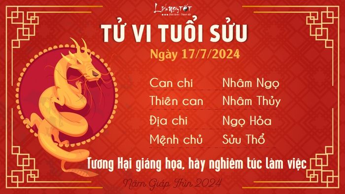 Tử vi ngày 17/7/2024 cho tuổi Sửu