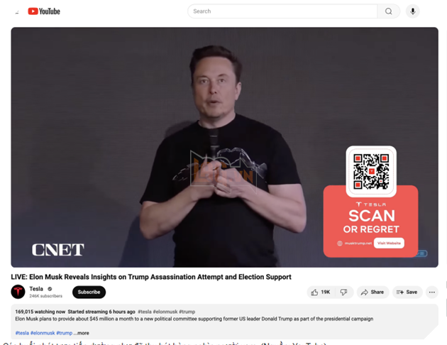 Kẻ lừa đảo lợi dụng vụ ám sát Trump hụt để sử dụng deepfake Elon Musk nhằm lừa đảo tiền ảo trên YouTube 3