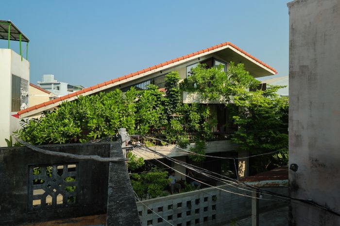 Mái ngói bê tông được lựa chọn để chịu được bão nhiệt đới và hệ thống thoát nước mưa công suất lớn, đáp ứng nhu cầu cung cấp nước cho các khu vườn dưới mặt đất.