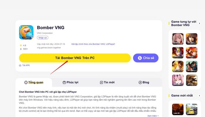 Hướng dẫn tải và cài đặt Bomber VNG trên PC với LDPlayer - Phần 1