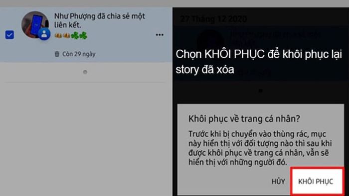 Hướng dẫn khôi phục story đã xoá trên Facebook - Bước 2