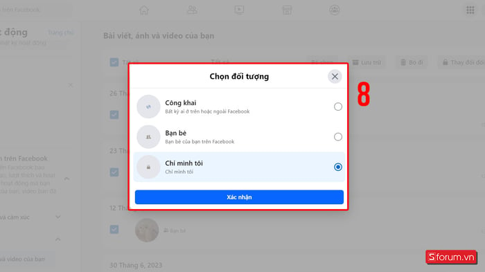 Hướng dẫn ẩn tất cả bài viết trên Facebook bằng máy tính - Bước 5