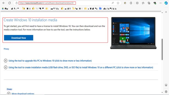 Hướng dẫn tải file ISO Windows 10 từ Microsoft - Bước 1